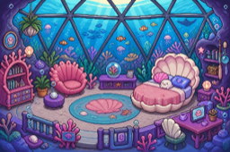 Reef Dome, an undersea room of coral and shell furniture